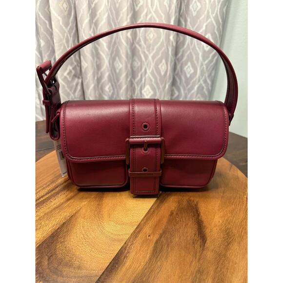 NWT Michael Kors Colby Medium Leather Shoulder Bag Burgandy